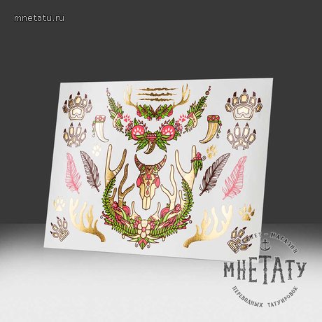 золотая тату "лесной олень"