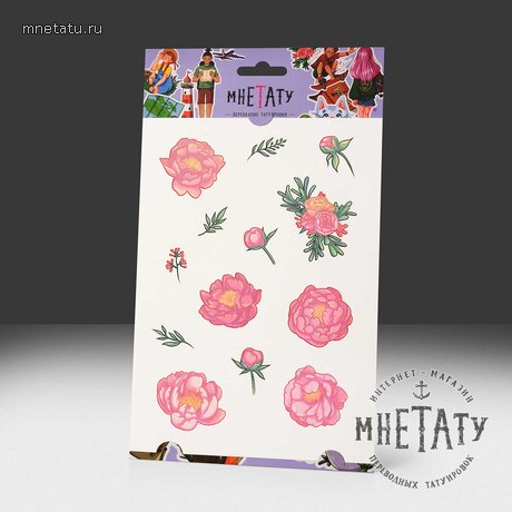 переводная татуировка яркие пионы