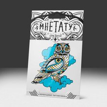 Золотая переводная тату "Фэнтези Сова"