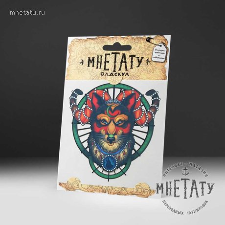 переводная тату татуировка мнетату временная олдскул волк